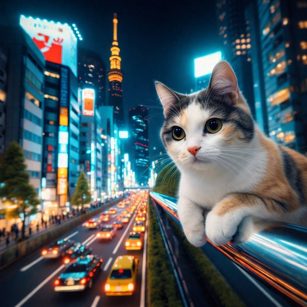 Munchkin cat riding a skateboard in a hallway